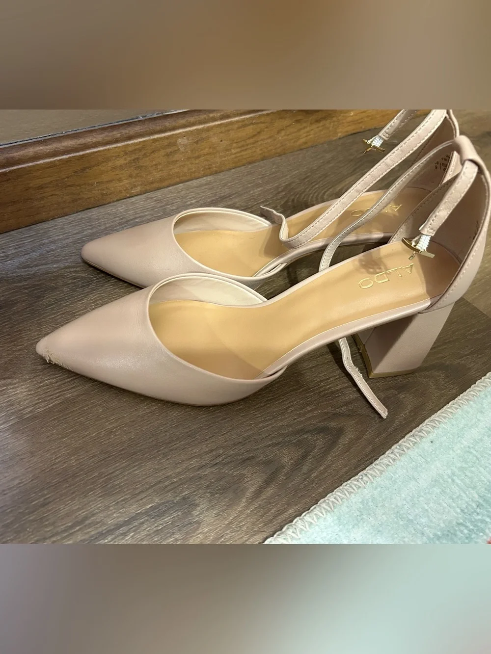 ALDO Blush Pink Pointed Toe Ankle-Strap Heels